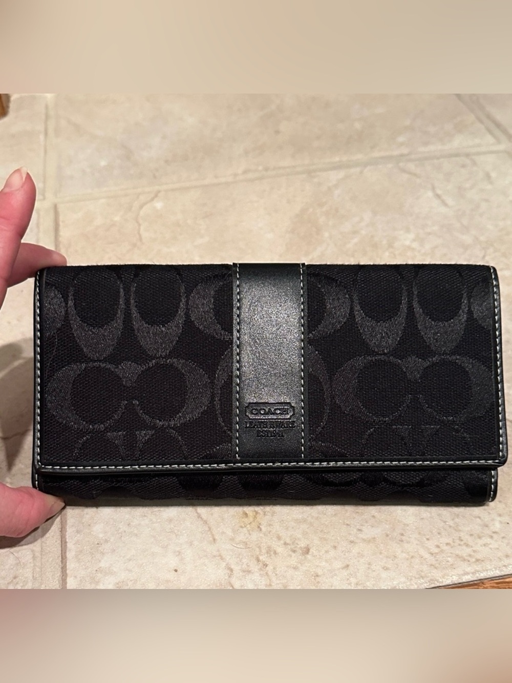 Coach Black Signature Jacquard Continental Wallet, BRAND NEW